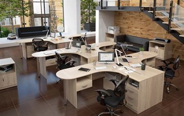 Офисный комплект мебели SIMPLE с эргономичными столами и тумбами в Надыме - предосмотр 2